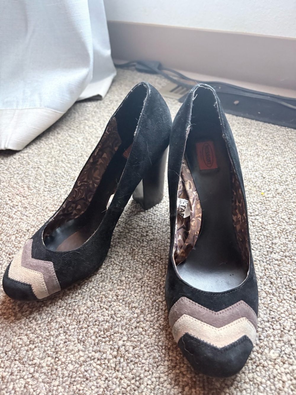 Chic Black Suede Chevron Accent Women's Heel